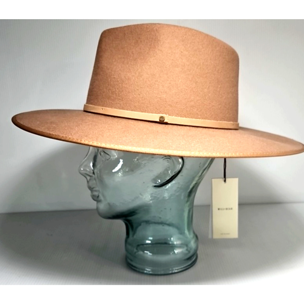 WILL + BEAR Brown Wide Brim Fedora Hat Andy Oak Medium- Retail $127